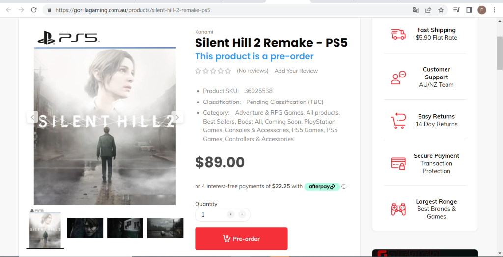 Imagen de la preventa de Silent Hill 2 Remake con fecha de estreno.